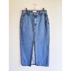 Abercrombie & Fitch High Rise Denim Maxi Skirt with Slit in Blue size 27/4